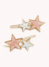 Marbelized Star Duo Clip - Colors: Pink Pearlescence & Mother of Pearl White
